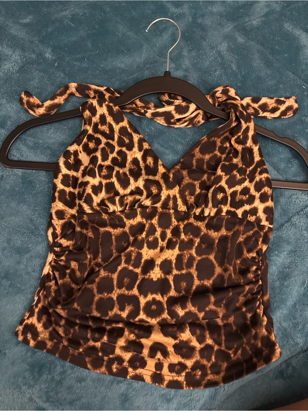 ROMWE Leopard Halter Cami in Brown and Tan